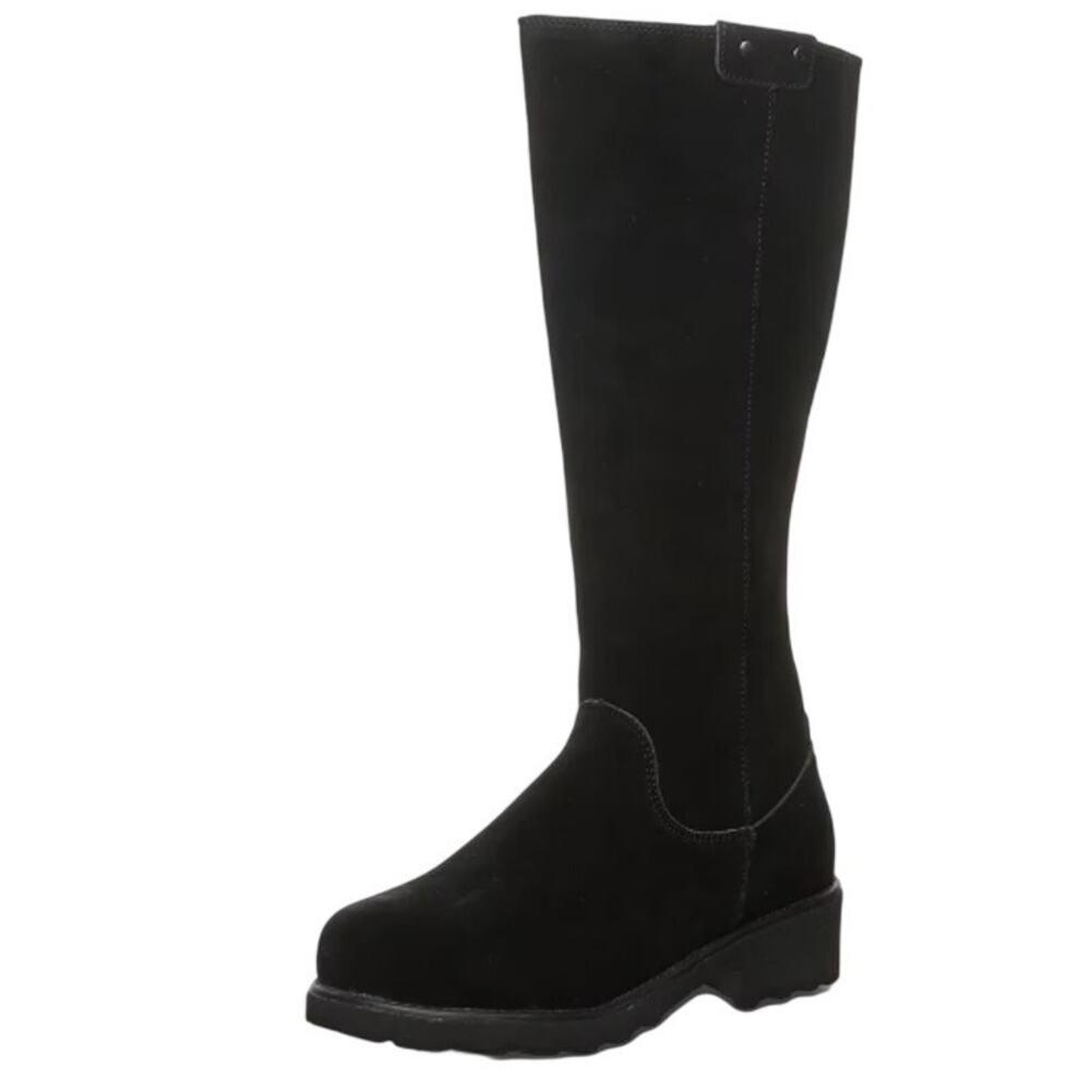 Bearpaw Womens Audrina Knee High Boots Size 6 Black Suede Water Repellent NIB
